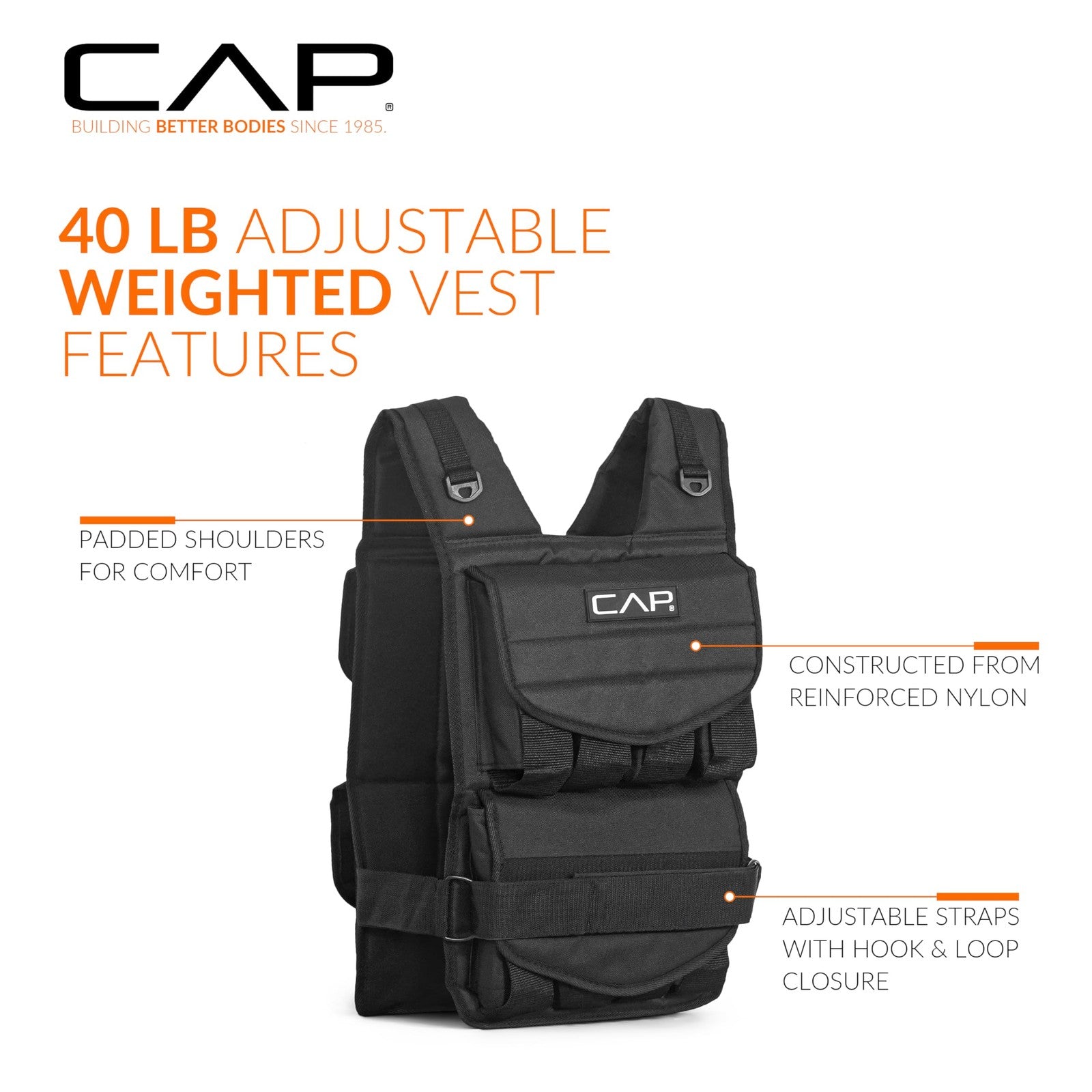 CAP Barbell Adjustable Weighted Vest, 40 Lb