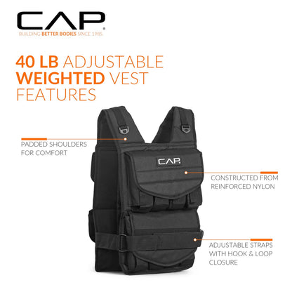 CAP Barbell Adjustable Weighted Vest, 40 Lb