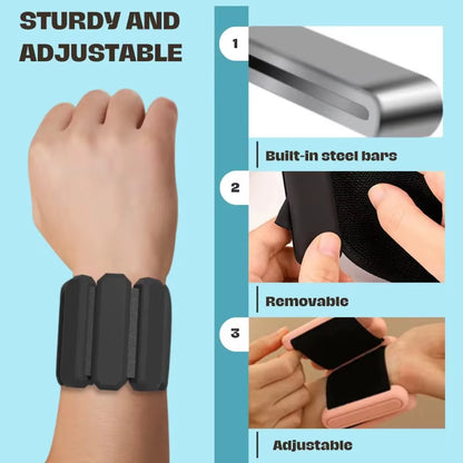 Adjustable Load Bearing Wristband Steel&Silicone Wristband Wearable Ankle&Wrist Weight Strap for Fitness, Running