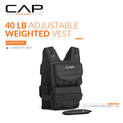 CAP Barbell Adjustable Weighted Vest, 40 Lb