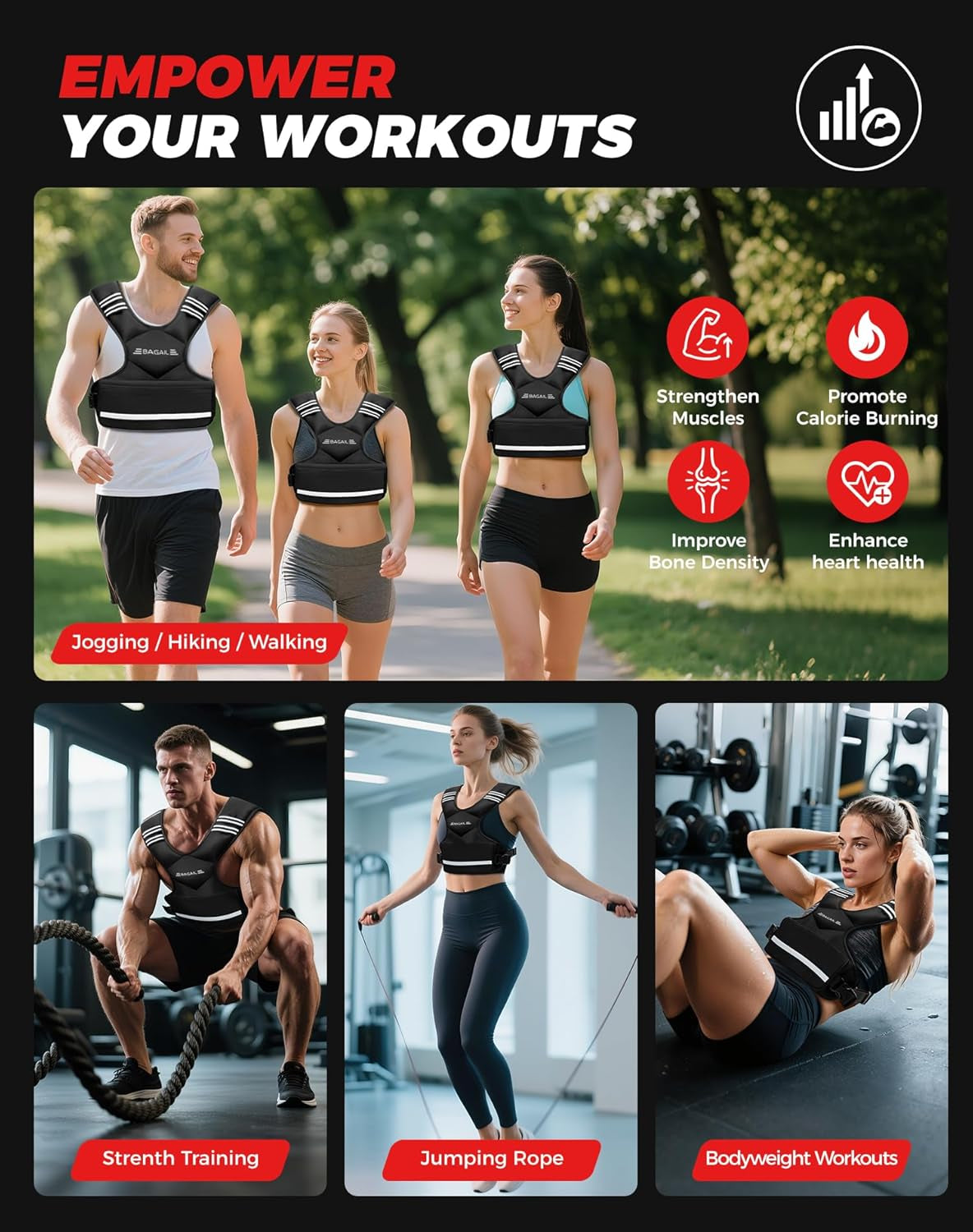 Adjustable Weighted Vest, 4-10Lb/12-18Lb