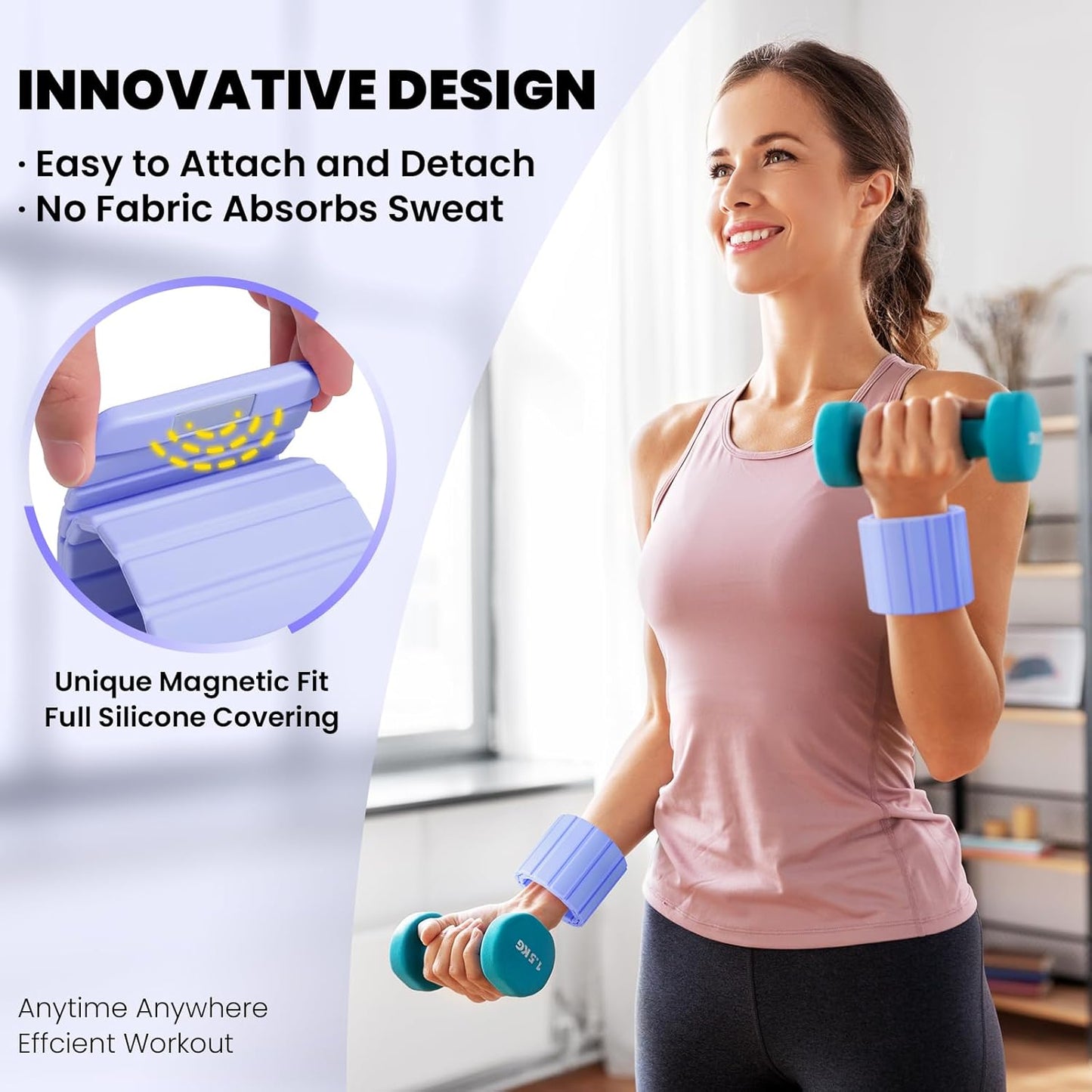 Wrist Ankle Weights for Women Men Kids 1Lb*2 Magnetic Connection Pilates Arm Leg