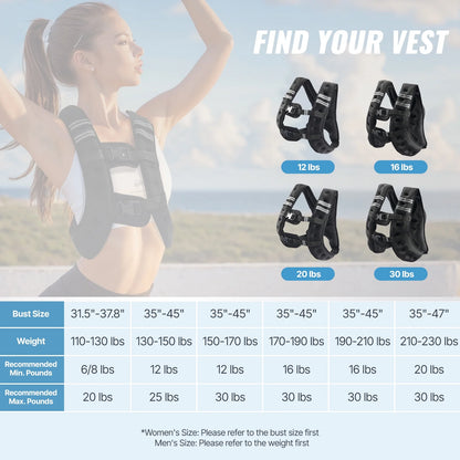 Weighted Vest, 16 Lbs Weight Vest with Reflective Stripe, Adjustable Buckle Body Weight Vest for Men Women, Workout Equipment for Strength Training, Running, Jogging, Fitness