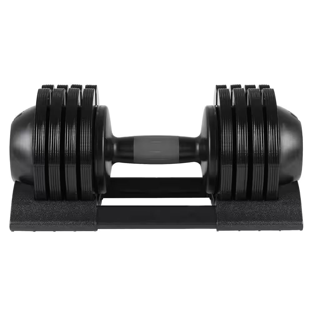 Adjustable Dumbbell, Total 52 Lbs. Black Steel Adjustable Dumbbell with Non-Slip Handle