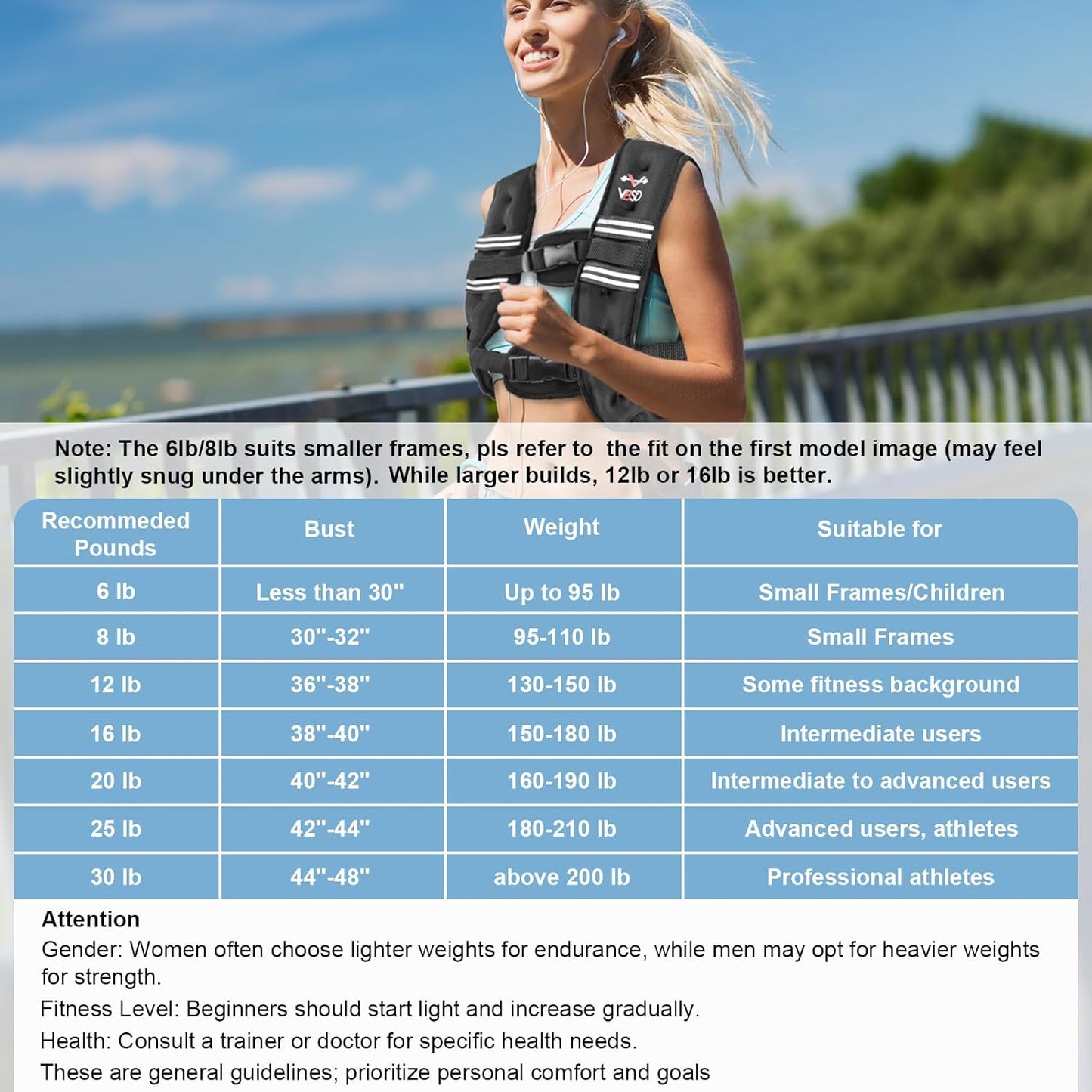 Weighted Vest, 6Lb/8Lb/12Lb/1