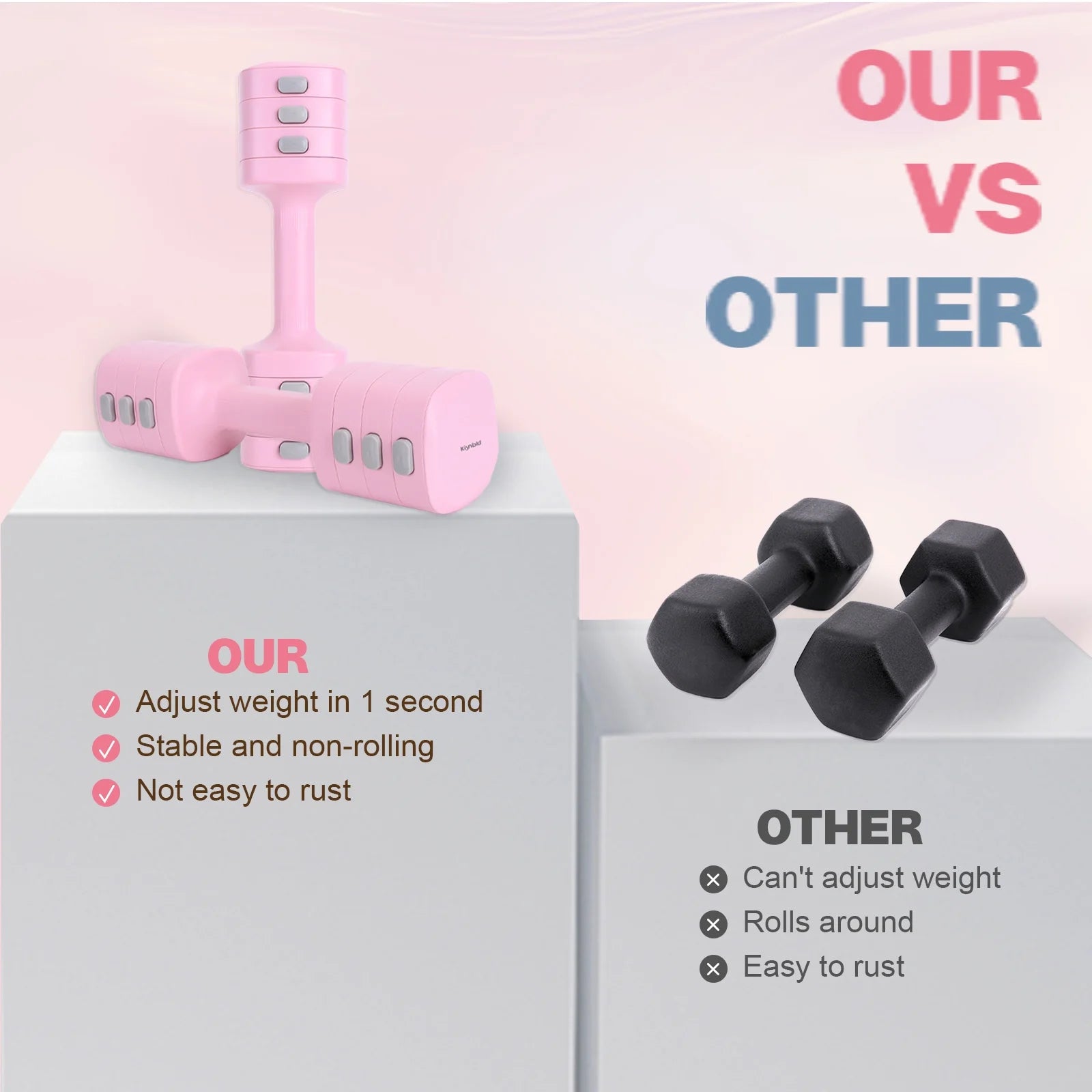 Adjustable Dumbbell Set of 2, 4 in 1 Free Weights Dumbbells Set for Women with Fast Adjustment, Each 2Lb 3Lb 4Lb 5Lb Hand Weights Set for Home Gym & Outdoor Exercise Training