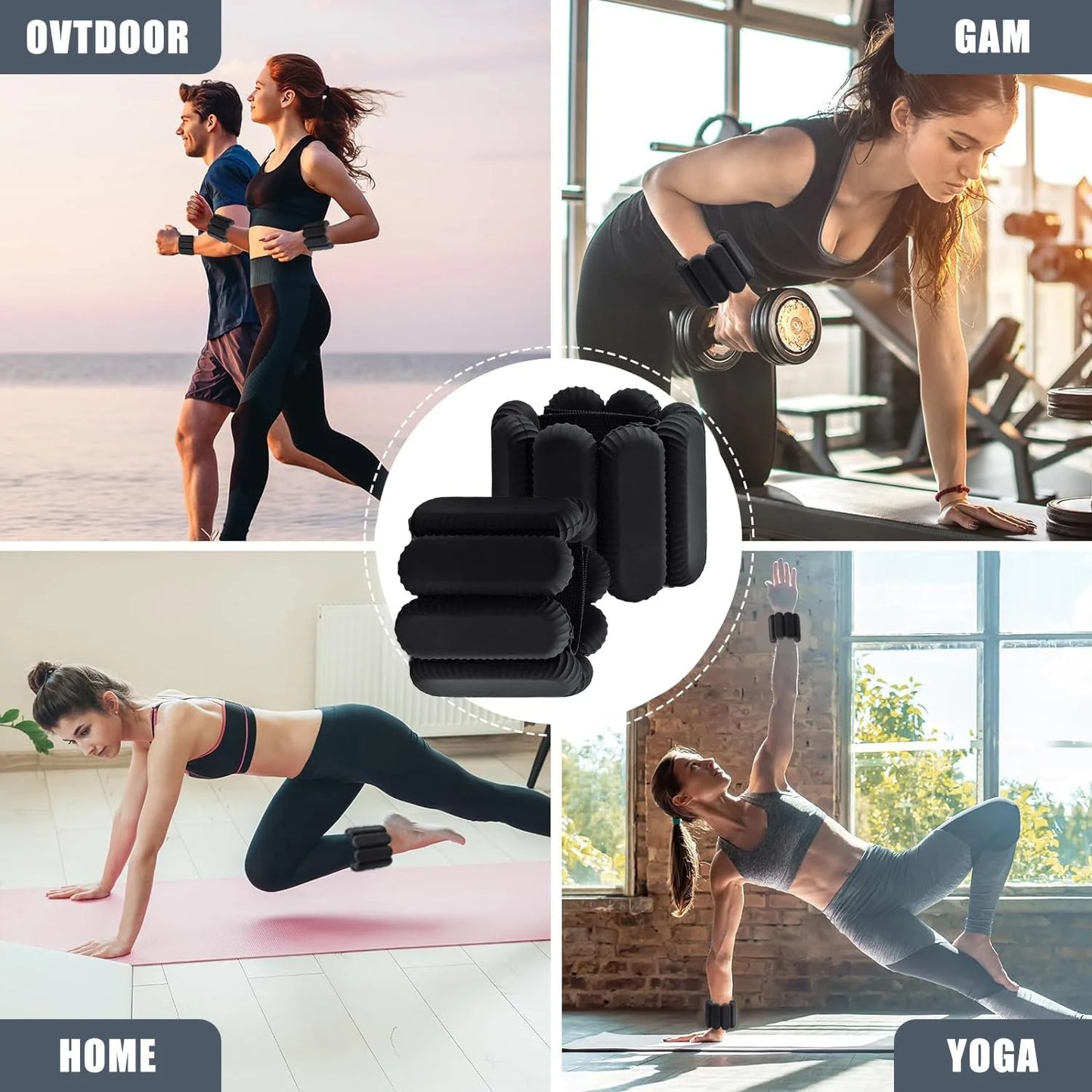 Pilates Wrist & Ankle Weights for Women, Wearable Strong Arm & Leg Weights Set of 2(1Lbs Each), Adjustable Ankle Weights for Walking, Yoga, Dance, Barre,Gym,Black
