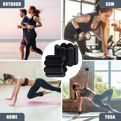 Pilates Wrist & Ankle Weights for Women, Wearable Strong Arm & Leg Weights Set of 2(1Lbs Each), Adjustable Ankle Weights for Walking, Yoga, Dance, Barre,Gym,Black