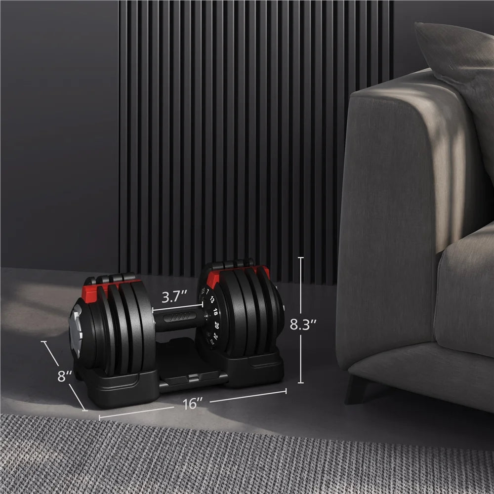 7-52.5Lbs Quick Adjust Dumbbell Set for Home Gym, Set of 2, Black/Red