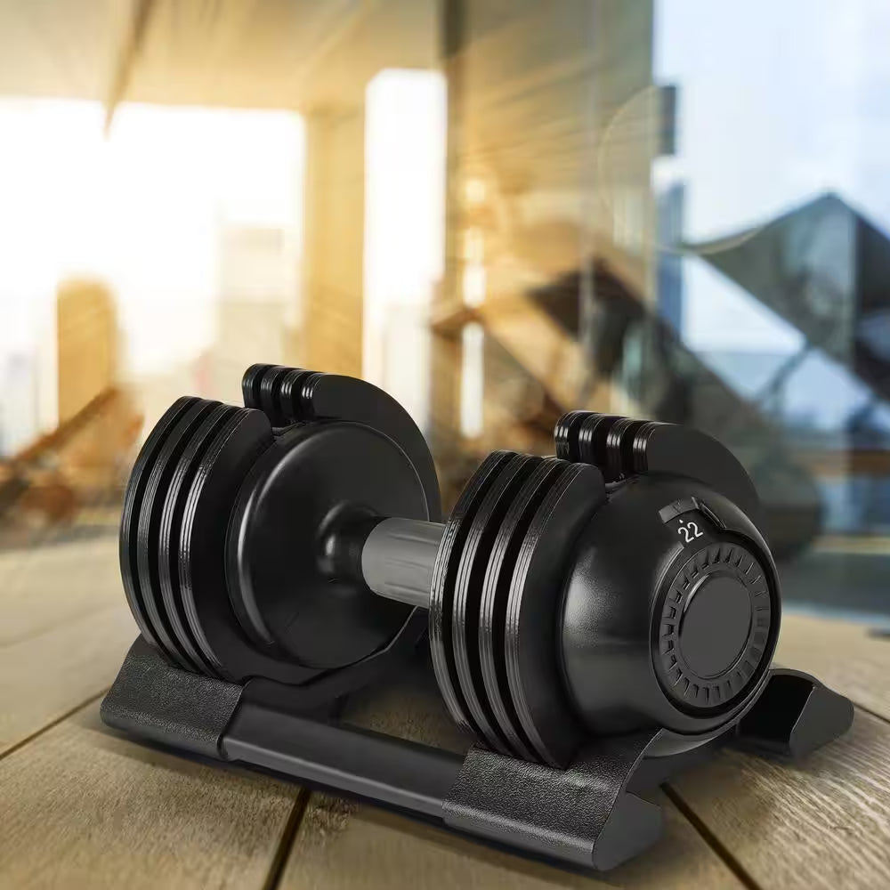 Adjustable Dumbbell, Total 52 Lbs. Black Steel Adjustable Dumbbell with Non-Slip Handle